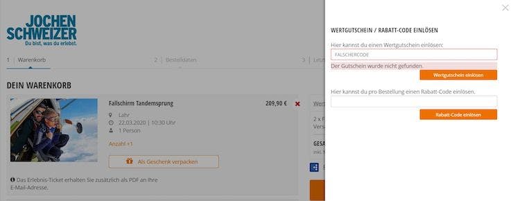 Jochen Schweizer Gutschein Einlösen Funktioniert Nicht