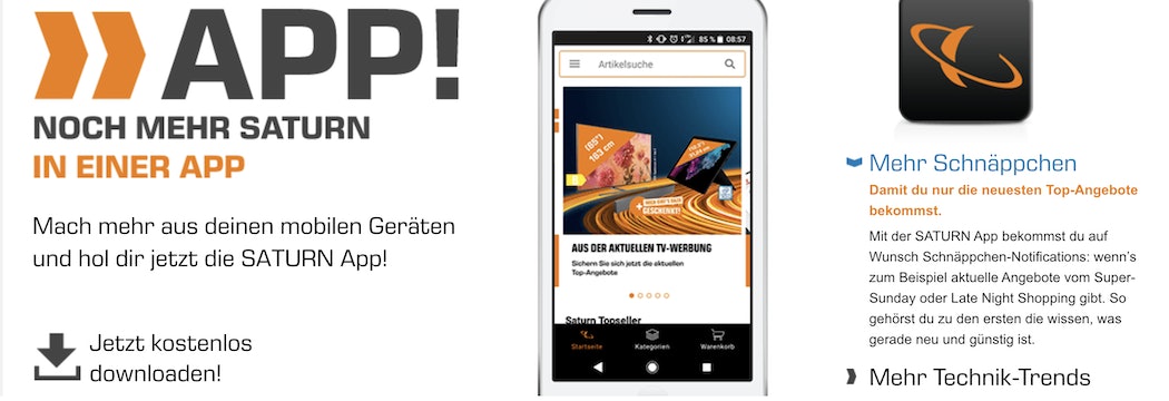 Saturn App Übersicht