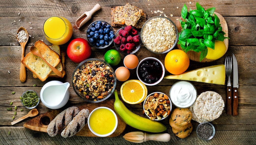 Lebensmittel für ein gesundes Frühstück