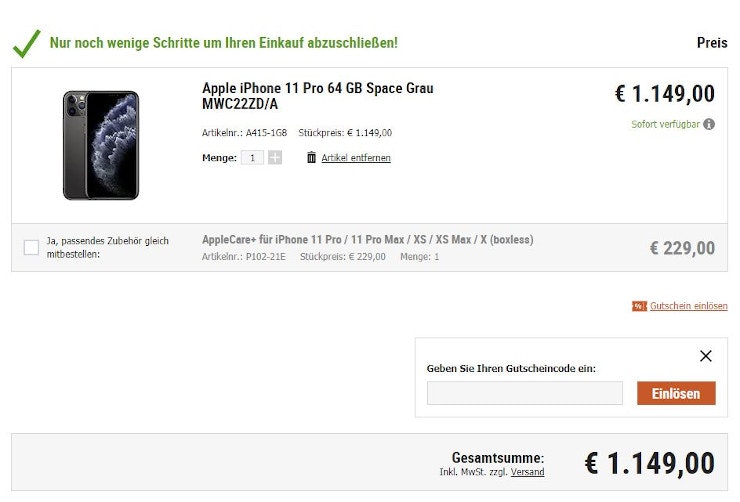 Wie löse ich einen cyberport Gutschein ein?