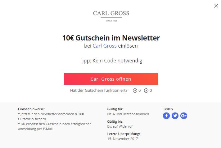 Gutschein für Carl Gross
