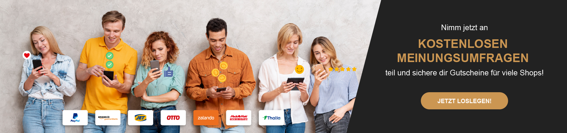 Shopping-Gutscheine dank Umfragen
