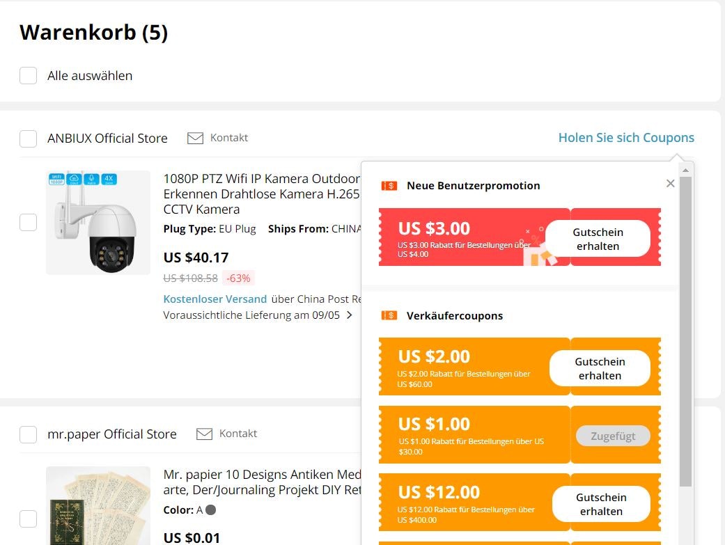 AliExpress Gutschein