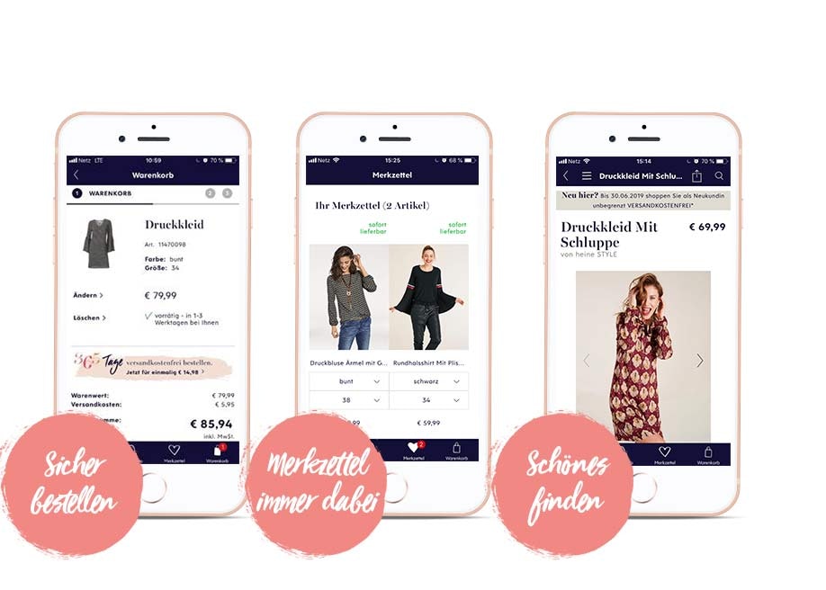Mit heine Gutschein auch in der App sparen