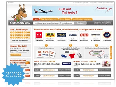 Gutscheinpony Screenshot from 2009