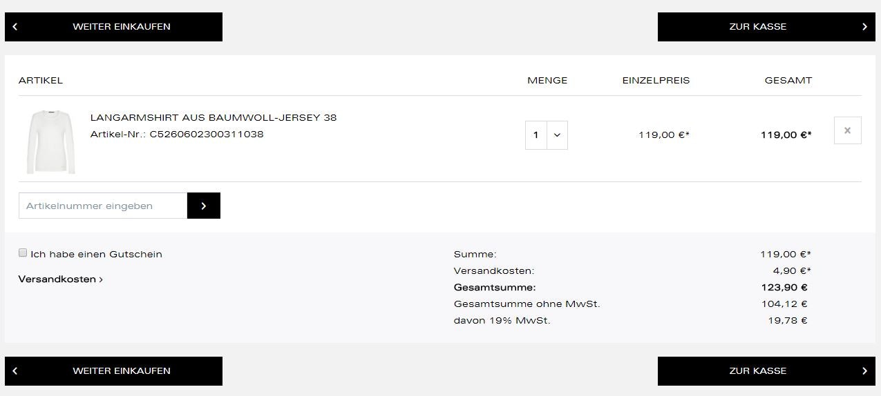 Im Warenkorb kannst du deinen Strenesse Gutscheincode eingeben