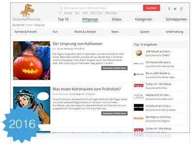 Gutscheinpony Screenshot from 2016