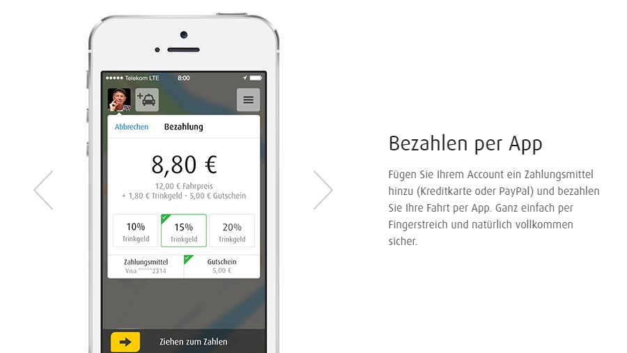 Mytaxi bestellen